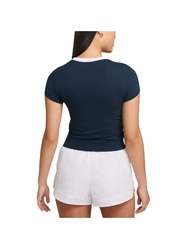 Футболка sportswear chill knit crop t-shirt asia sizing 'navy white' Nike — изображение 2 из 2, темно-синий/белый