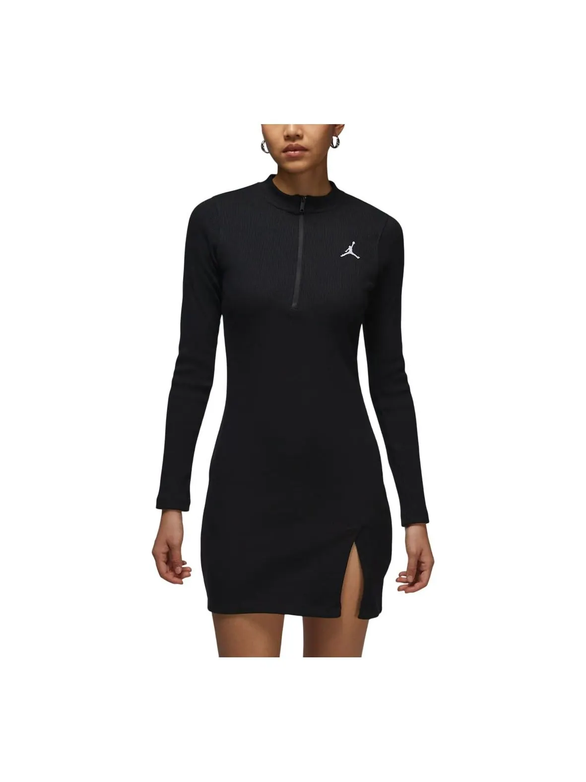 Платье (WMNS) Air Jordan 1/2-Zip Long Sleeve Knit Dress Asia Sizing 'Black' — изображение 1 из 2, черный