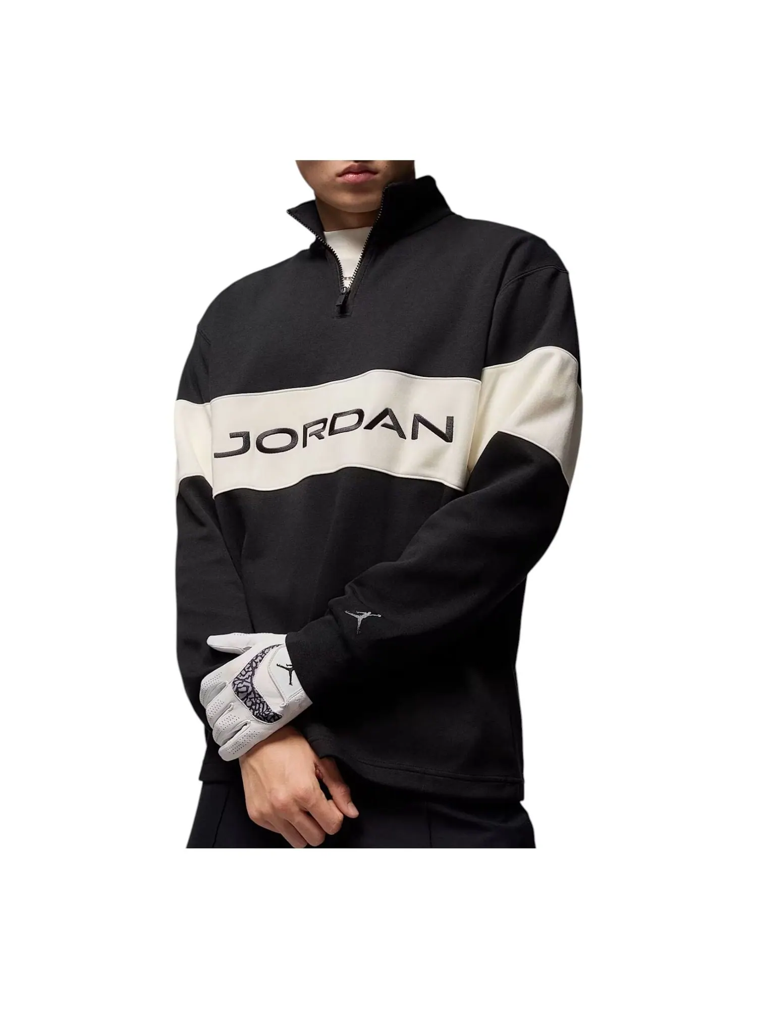 Топ Air Jordan Sport Dri-FIT 1/4-Zip Golf Top 'Black Sail Dark Shadow' — изображение 1 из 2, черный