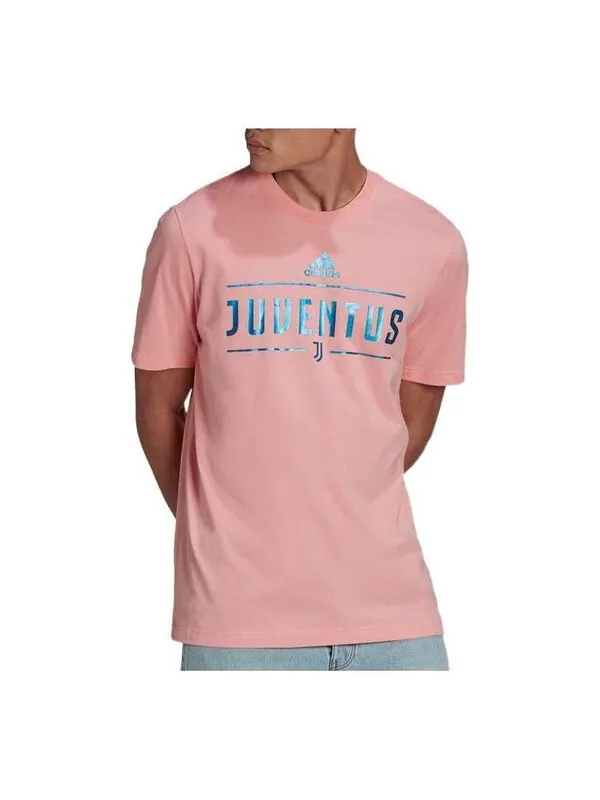 Футболка Men's adidas Juventus Alphabet Printing Casual Short Sleeve Pink T-Shirt — изображение 1 из 3, мульти