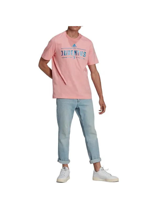 Футболка Men's adidas Juventus Alphabet Printing Casual Short Sleeve Pink T-Shirt — изображение 3 из 3, мульти