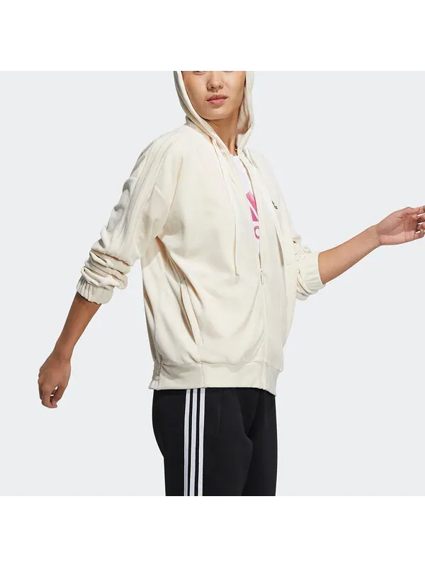 Куртка велюровая jkt small logo кулиска капюшон куртка кремово-белая Adidas — изображение 4 из 4, белый