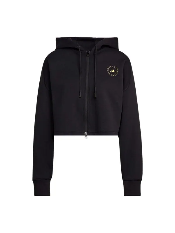 Толстовка by stella mccartney cropped hoodie 'black' Adidas — изображение 1 из 3, черный