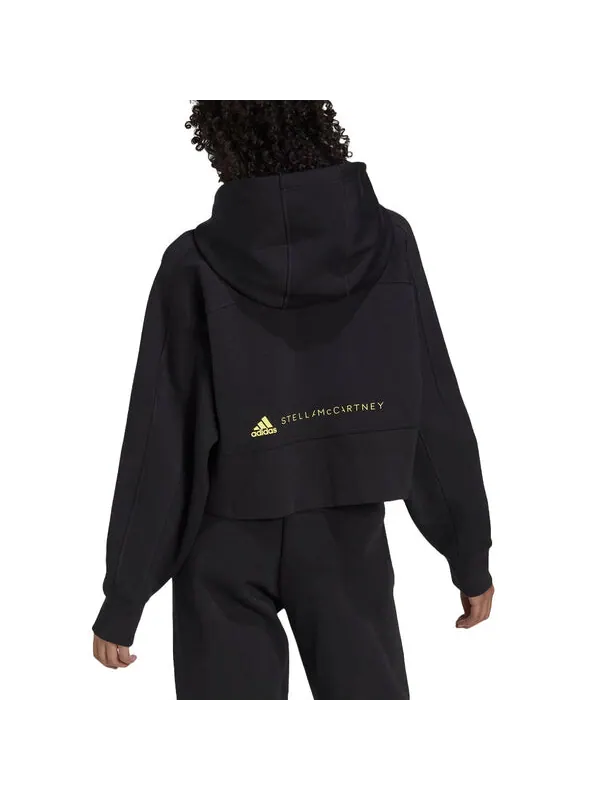 Толстовка by stella mccartney cropped hoodie 'black' Adidas — изображение 3 из 3, черный