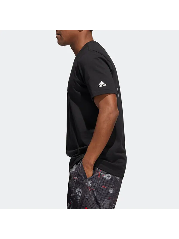 Футболка Men's adidas Alphabet Printing Sports Round Neck Short Sleeve Black T-Shirt — изображение 3 из 4, мульти