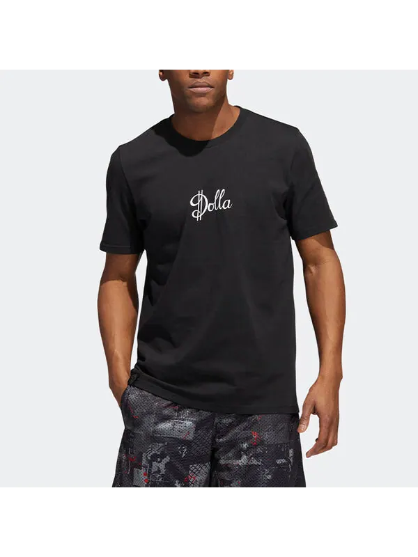Футболка Men's adidas Alphabet Printing Sports Round Neck Short Sleeve Black T-Shirt — изображение 4 из 4, мульти