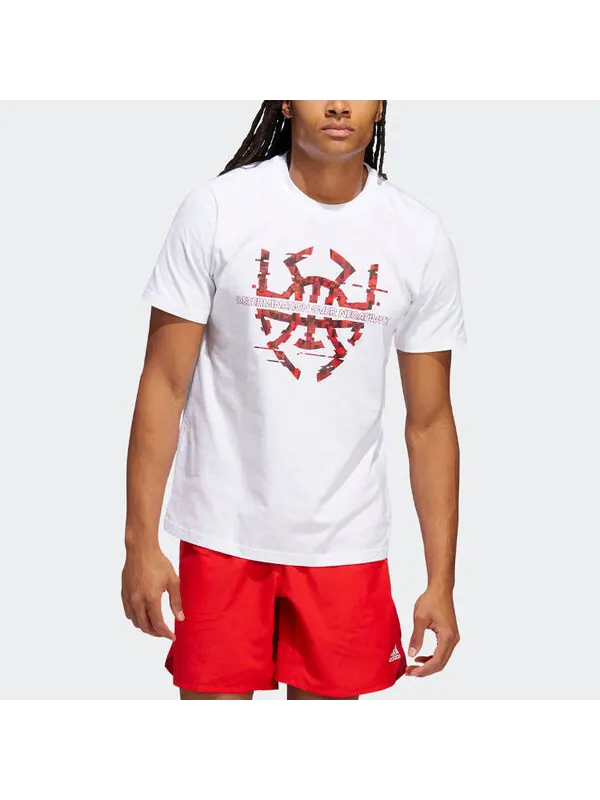 Футболка Men's adidas Basketball Series Spida Logo Printing Sports Short Sleeve White T-Shirt — изображение 3 из 4, мульти
