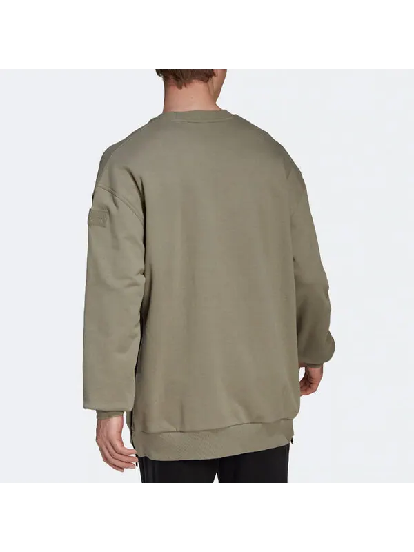 Толстовка Men's adidas Solid Color Round Neck Loose Pullover Hoodless Gray Brown — изображение 3 из 4, мульти