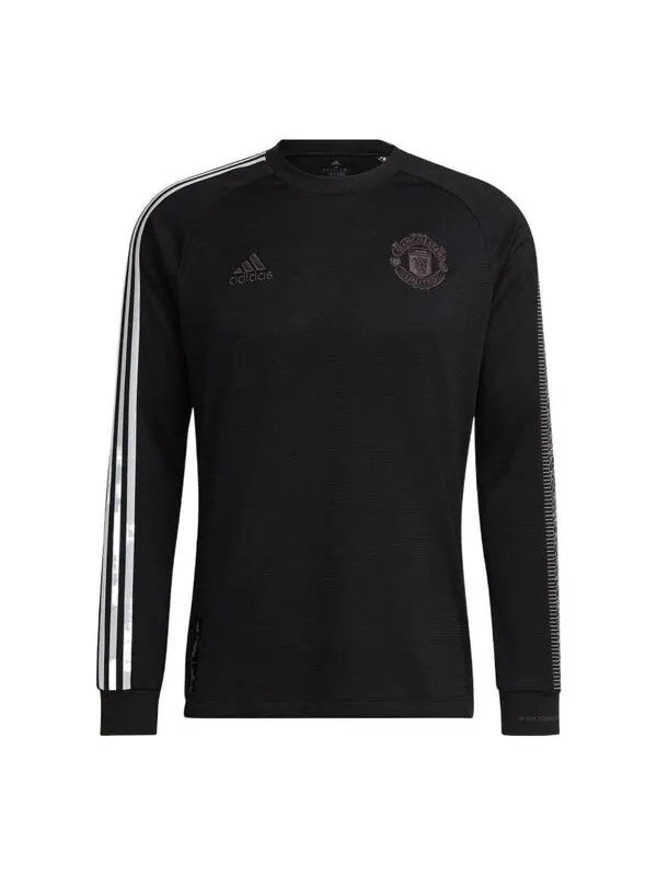 Футболка Men's adidas Stripe Round Neck Long Sleeves Black T-Shirt — изображение 1 из 4, мульти