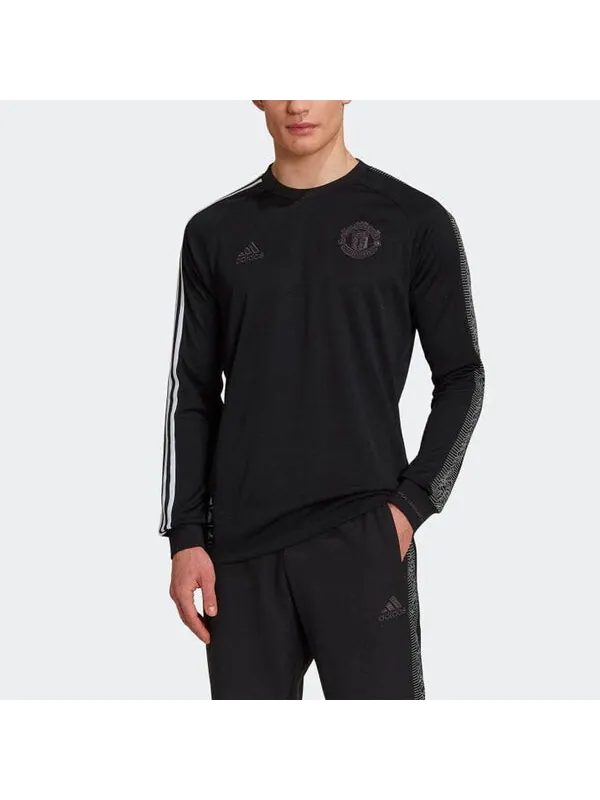 Футболка Men's adidas Stripe Round Neck Long Sleeves Black T-Shirt — изображение 3 из 4, мульти