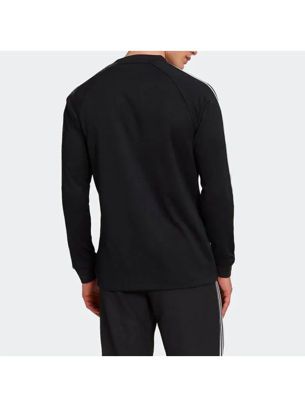 Футболка Men's adidas Stripe Round Neck Long Sleeves Black T-Shirt — изображение 4 из 4, мульти
