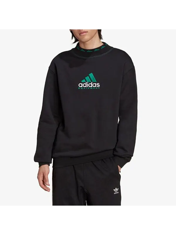 Толстовка Men's adidas originals Eqt Logo Embroidered Sports Round Neck Pullover Black — изображение 2 из 4, мульти