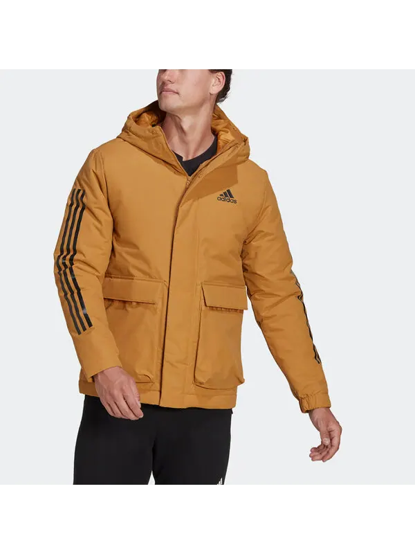 Куртка утилитас 3 полоски куртка с капюшоном Adidas — изображение 2 из 4, коричневый