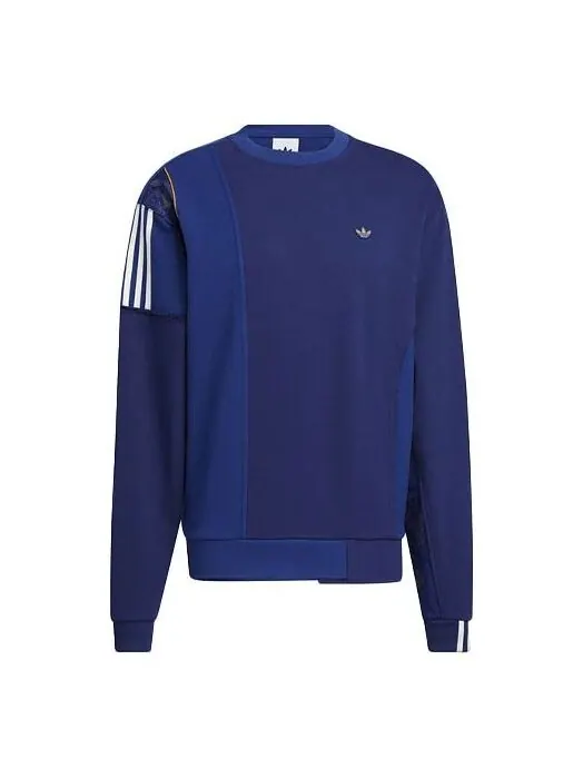 Толстовка adidas originals Contrast Color Stitching Logo Stripe Round Neck Long Sleeves Blue — изображение 1 из 3, мульти