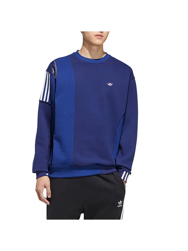 Толстовка adidas originals Contrast Color Stitching Logo Stripe Round Neck Long Sleeves Blue — изображение 2 из 3, мульти