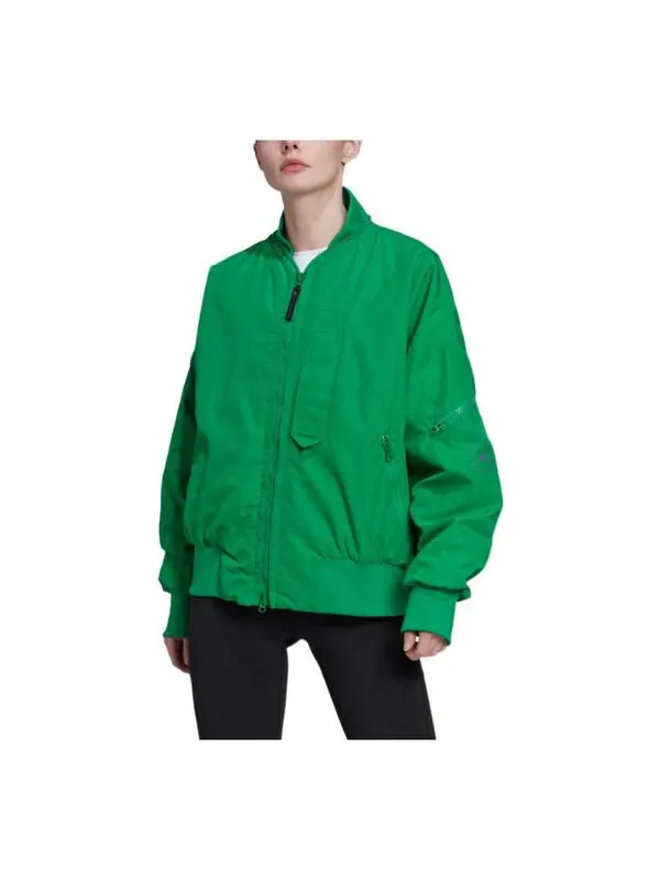 Куртка от Stella McCartney тканая куртка-бомбер Adidas — изображение 2 из 3, зеленый
