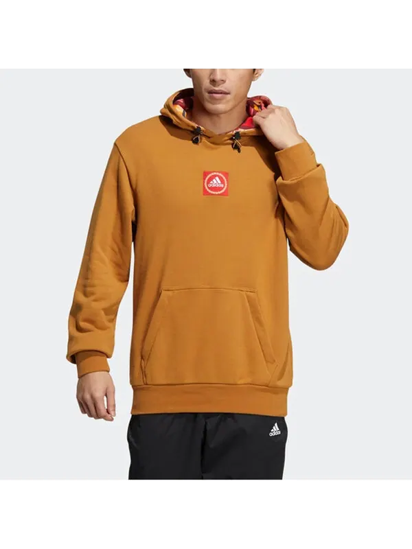 Толстовка Men's adidas Cny Gfx Hood Limited Embroidered Pattern Sports Pullover Light Brown — изображение 3 из 4, коричневый