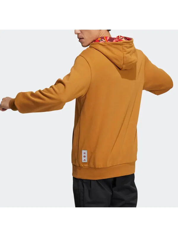 Толстовка Men's adidas Cny Gfx Hood Limited Embroidered Pattern Sports Pullover Light Brown — изображение 4 из 4, коричневый