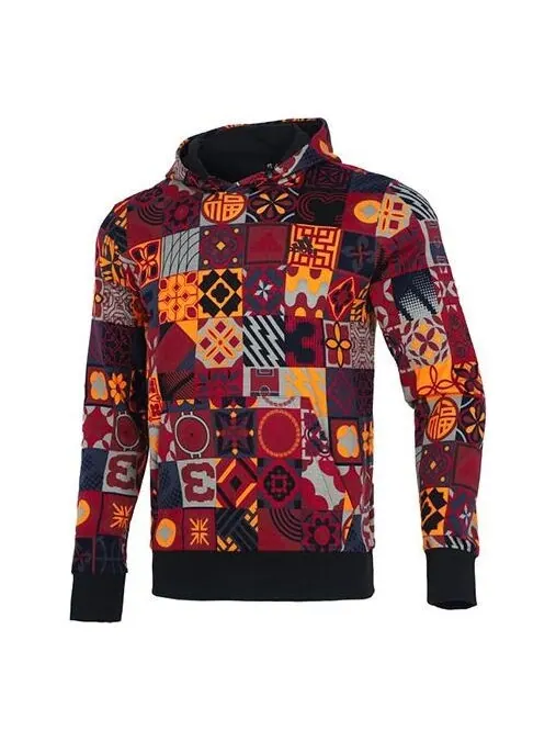 Толстовка Men's adidas Cny Aop Hood Limited Pattern Sports Bright Pink Red Fluorescence — изображение 1 из 4, красный