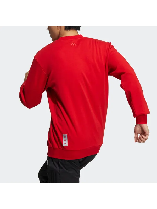 Толстовка Men's adidas Cny Gfx Crew1 Limited Logo Printing Sports Round Neck Pullover Red — изображение 3 из 4, красный