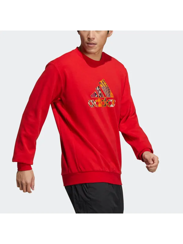 Толстовка Men's adidas Cny Gfx Crew1 Limited Logo Printing Sports Round Neck Pullover Red — изображение 4 из 4, красный