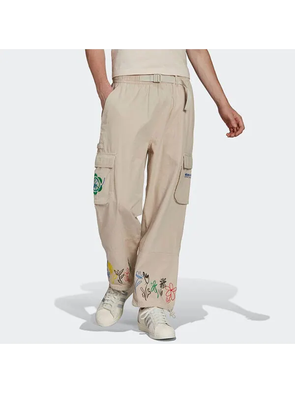 Брюки x sean wotherspoon flowers embroidered cargo pants 'light brown beige' Adidas — изображение 2 из 4