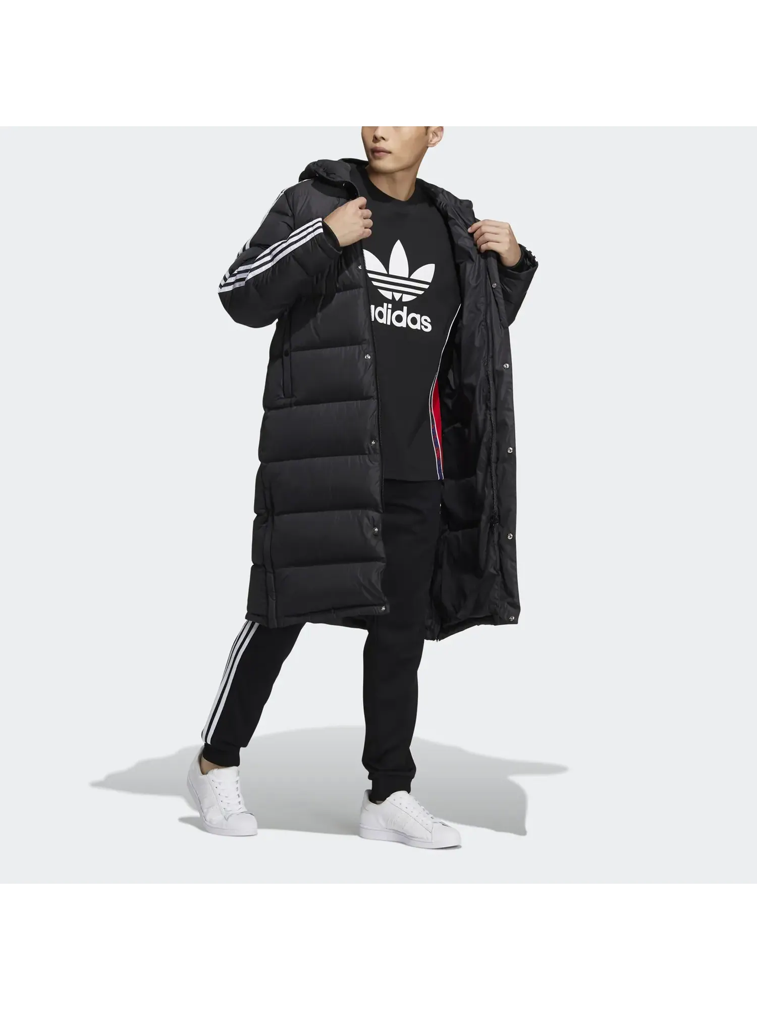 Мужской пуховик Adidas Originals Long Down Side — изображение 2 из 2, черный