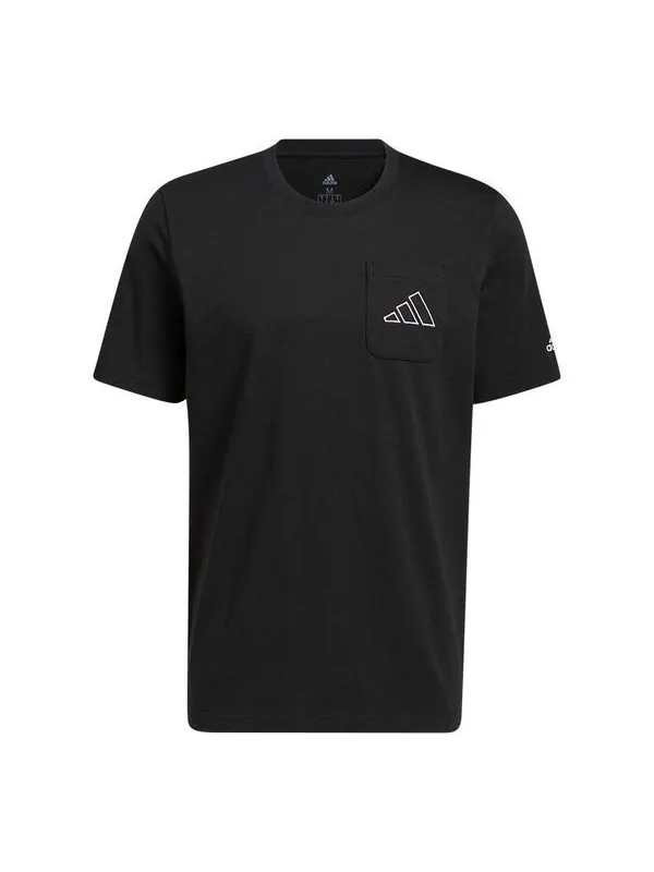 Футболка Men's adidas logo Printing Solid Color Round Neck Pullover Short Sleeve Black T-Shirt — изображение 1 из 4, мульти