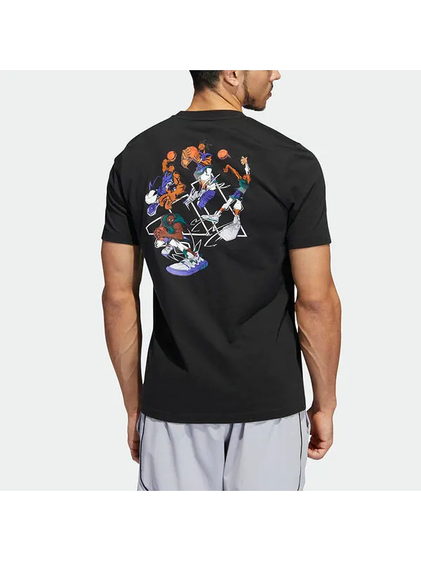 Футболка Men's adidas logo Printing Solid Color Round Neck Pullover Short Sleeve Black T-Shirt — изображение 3 из 4, мульти