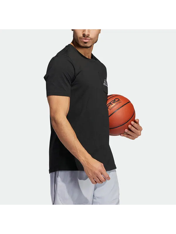 Футболка Men's adidas logo Printing Solid Color Round Neck Pullover Short Sleeve Black T-Shirt — изображение 4 из 4, мульти
