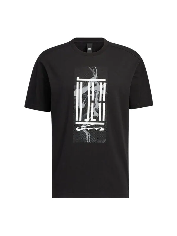 Футболка adidas WJ GFX LOGO Sports Round Neck Pullover Short Sleeve Black — изображение 1 из 4, мульти