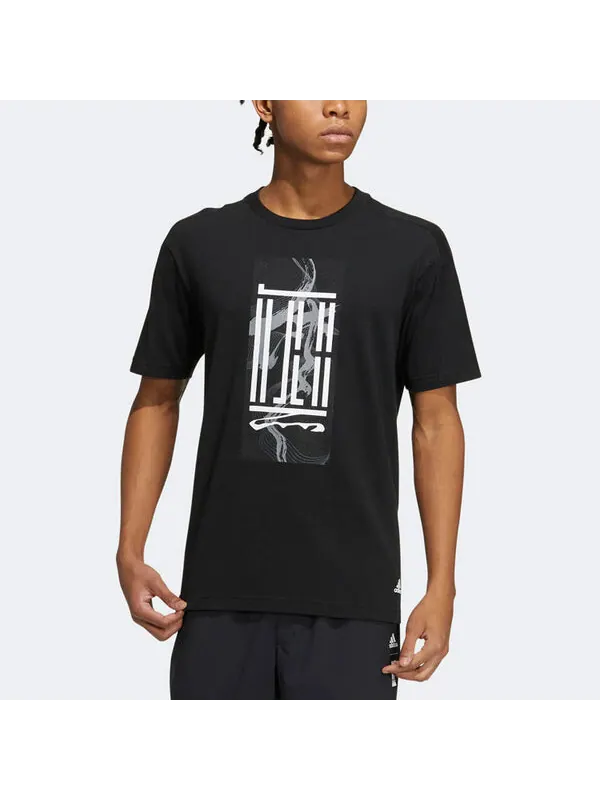 Футболка adidas WJ GFX LOGO Sports Round Neck Pullover Short Sleeve Black — изображение 2 из 4, мульти
