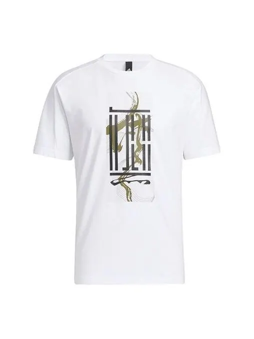 Футболка adidas Wj Gfx Logo Pattern Printing Athleisure Casual Sports Round Neck Short Sleeve White — изображение 1 из 4