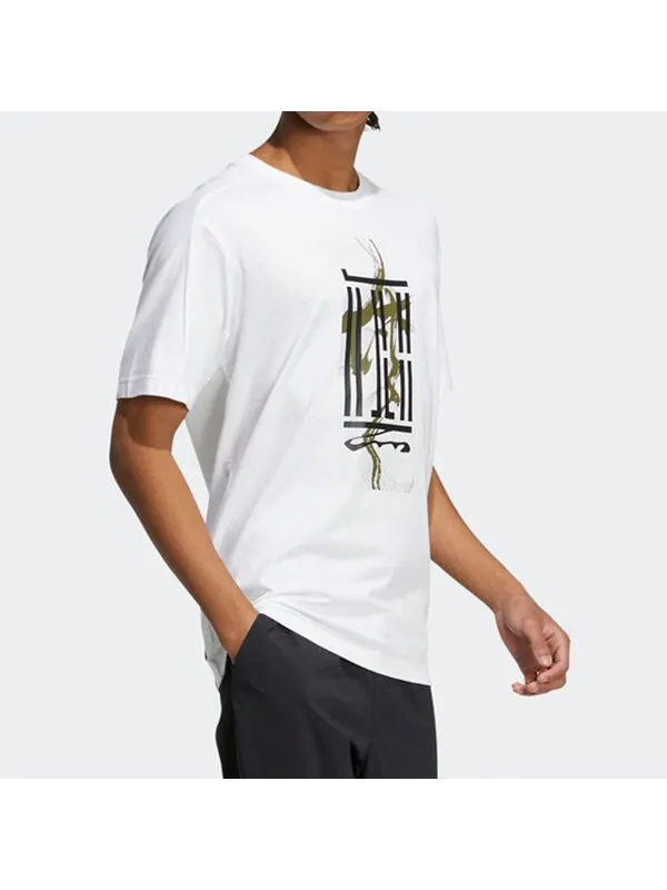 Футболка adidas Wj Gfx Logo Pattern Printing Athleisure Casual Sports Round Neck Short Sleeve White — изображение 4 из 4