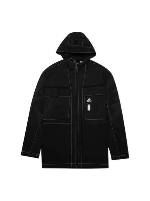 Куртка adidas Solid Color Full-Zip Hooded Jacket Black — изображение 1 из 4, мульти