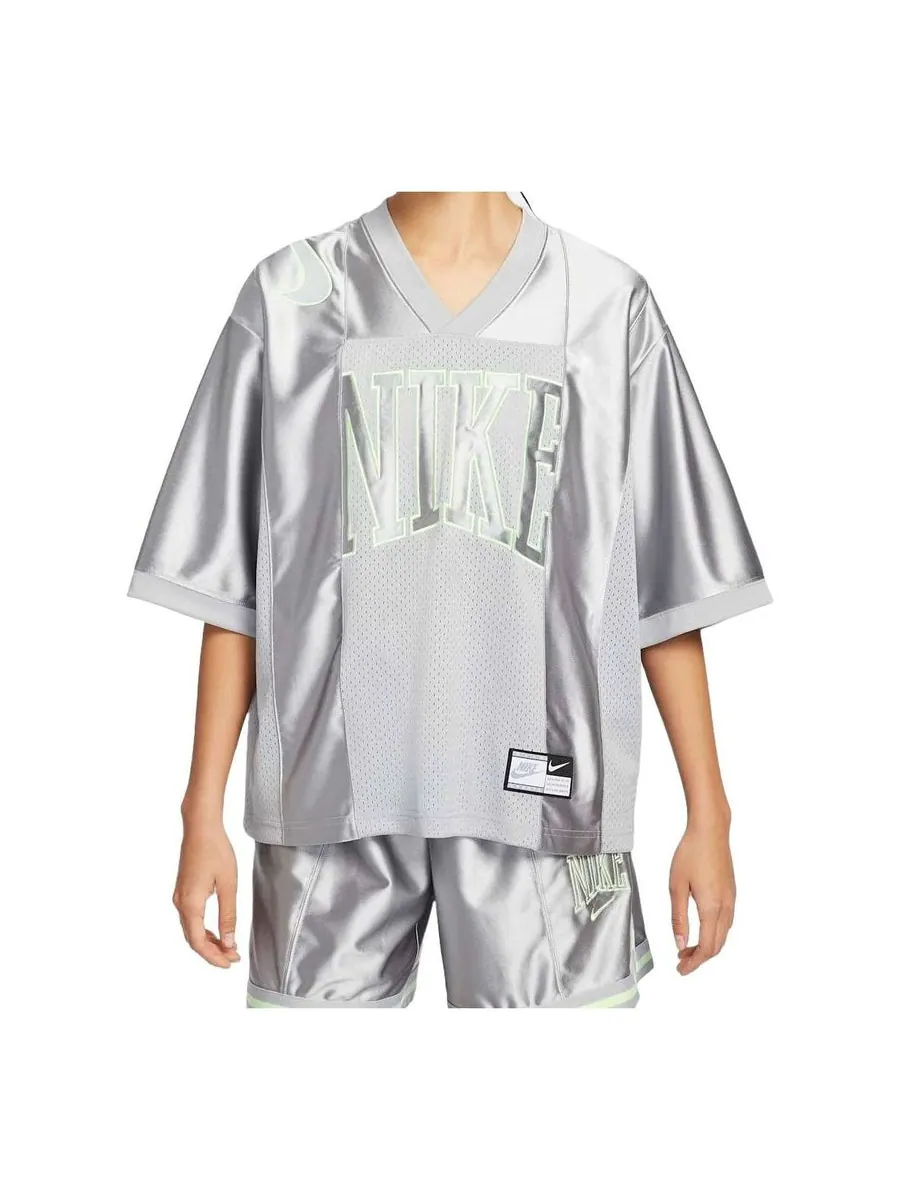 Джерси (WMNS) Nike Sportswear Street Oversized Graphic Jersey Top Asia Sizing 'Smoke Grey Barely Volt' — изображение 1 из 6