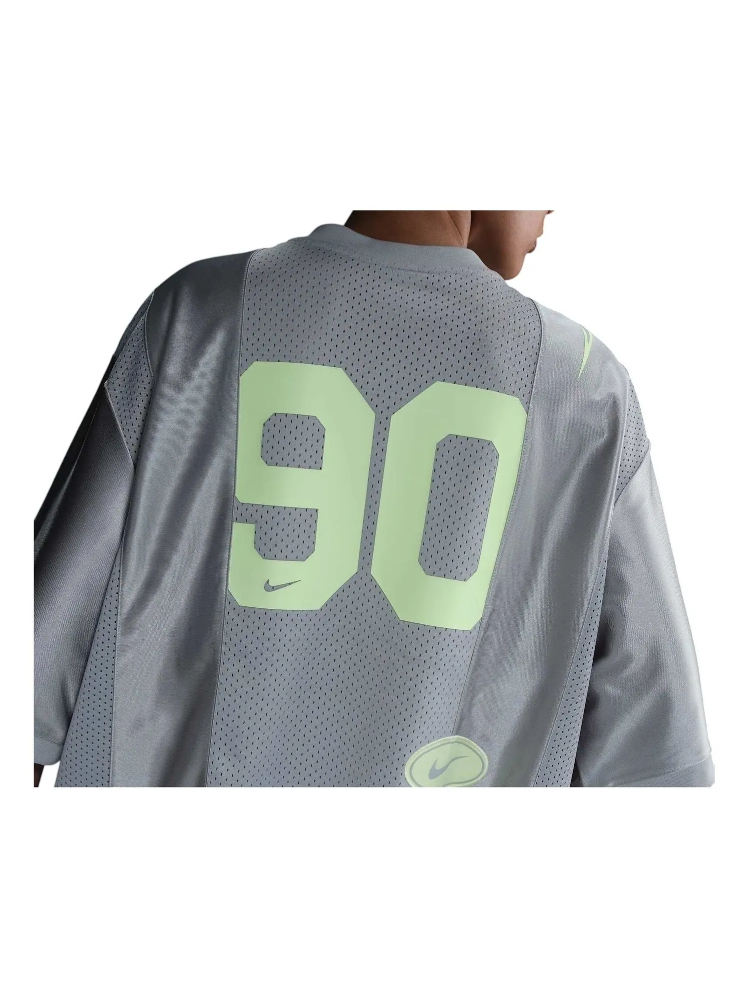 (WMNS) Nike Sportswear Street Oversized Graphic Jersey Top 'Smoke Grey Barely Volt' — изображение 2 из 4, серый