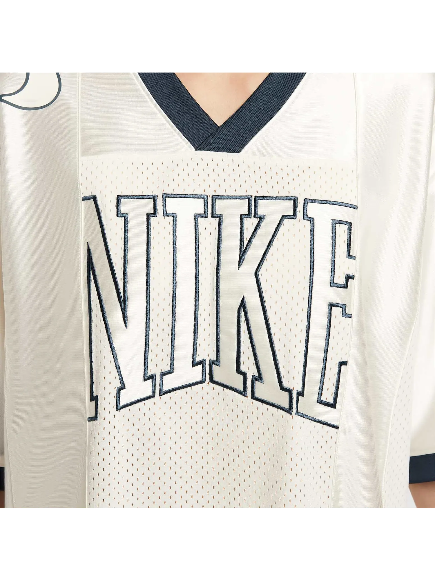 Топ (WMNS) Nike Sportswear Street Oversized Graphic Jersey Top Asia Sizing 'Sail Armoury Navy' — изображение 4 из 6, белый