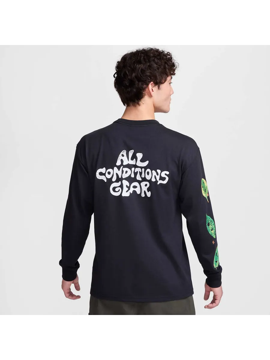 Футболка Nike Long Sleeves T-Shirt Asia Sizing 'Black' — изображение 3 из 3, черный