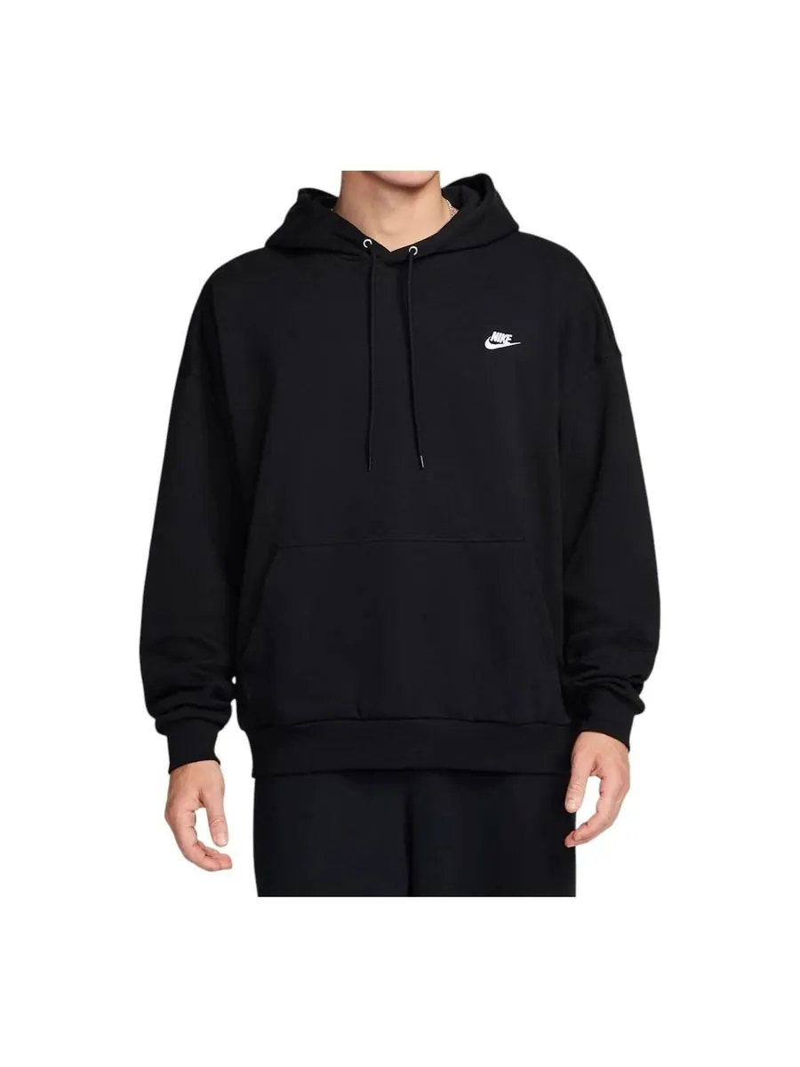 Худи Nike Club Fleece Oversized French Terry French Terry Pullover Hoodie Asia Sizing 'Black' — изображение 1 из 2, черный