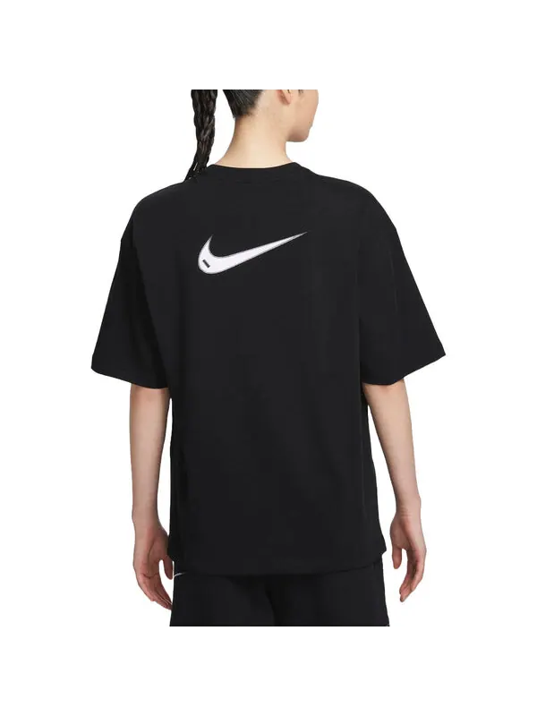 Футболка спортивная одежда swoosh футболка большого размера азиатские размеры Nike — изображение 2 из 2, черный/белый