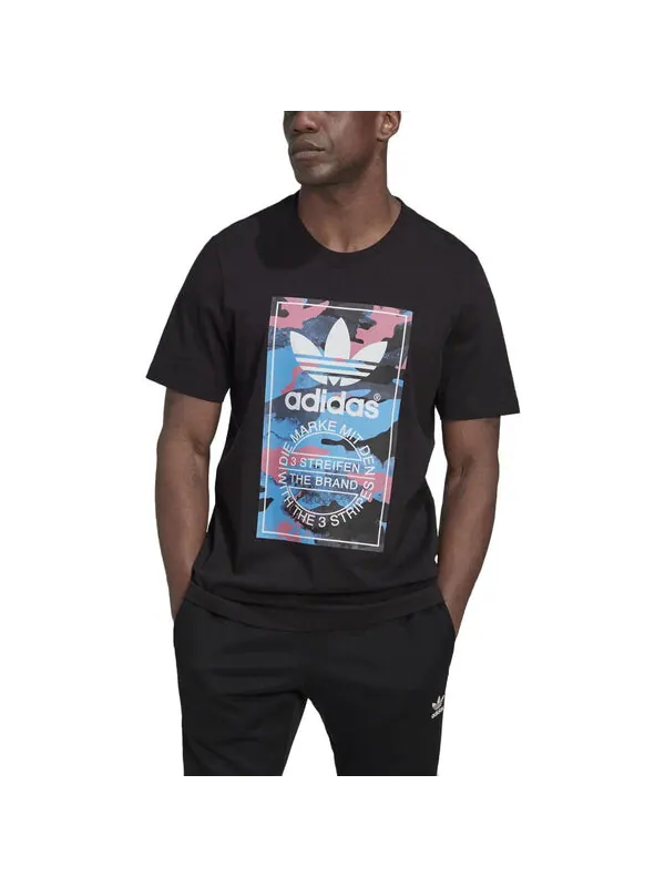 Футболка оригинальная графическая камуфляжная футболка Adidas — изображение 2 из 4, черный/мульти