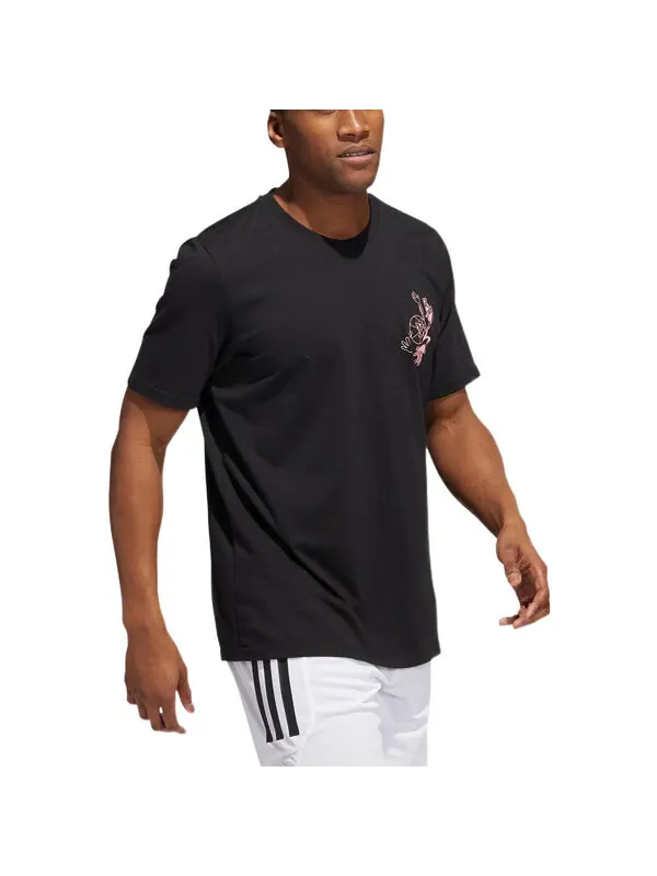 Футболка Men's adidas Cartoon Frog Basketball Sports Short Sleeve Black T-Shirt — изображение 3 из 4, мульти