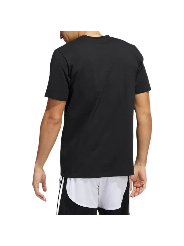 Футболка Men's adidas Cartoon Shooting Printing Pattern Round Neck Short Sleeve Black T-Shirt — изображение 3 из 3, мульти
