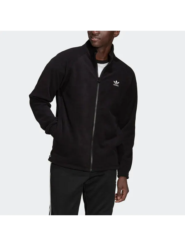 Куртка оригиналы adicolor классика трилистник тедди флисовая куртка Adidas — изображение 2 из 4, черный