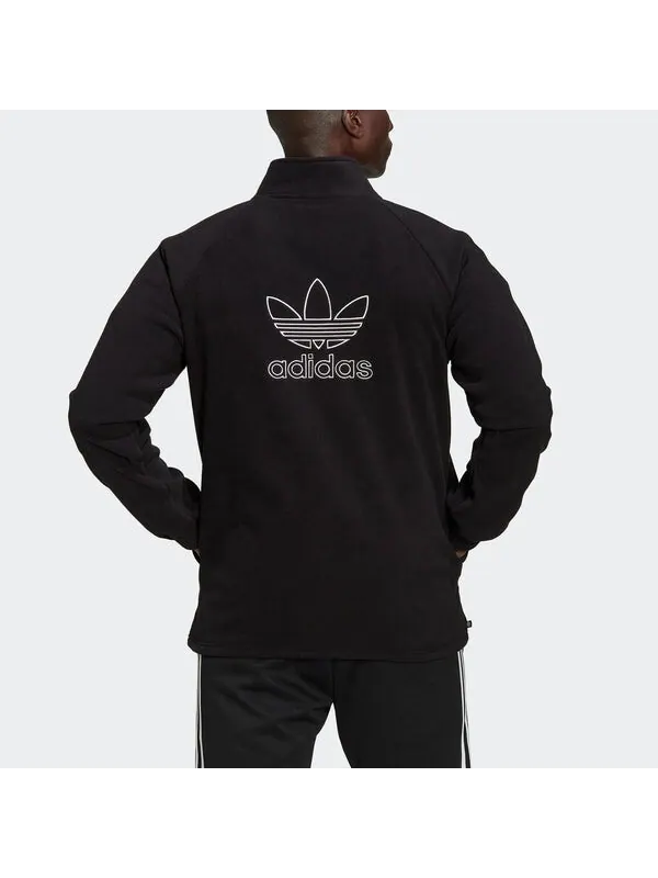 Куртка оригиналы adicolor классика трилистник тедди флисовая куртка Adidas — изображение 3 из 4, черный