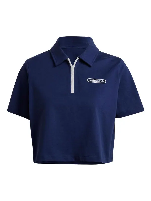 Футболка (WMNS) adidas Original Crop Zip Polo Shirt 'Night Sky' — изображение 1 из 4, ночное небо