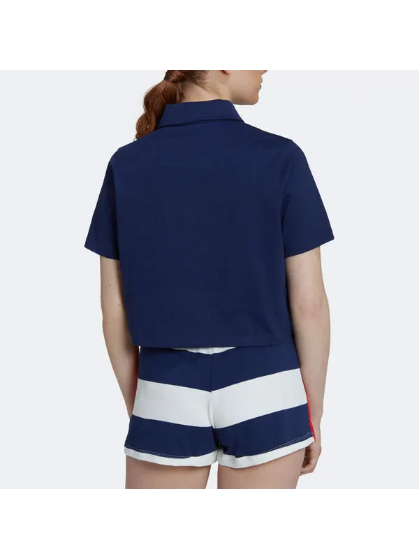 Футболка (WMNS) adidas Original Crop Zip Polo Shirt 'Night Sky' — изображение 4 из 4, ночное небо