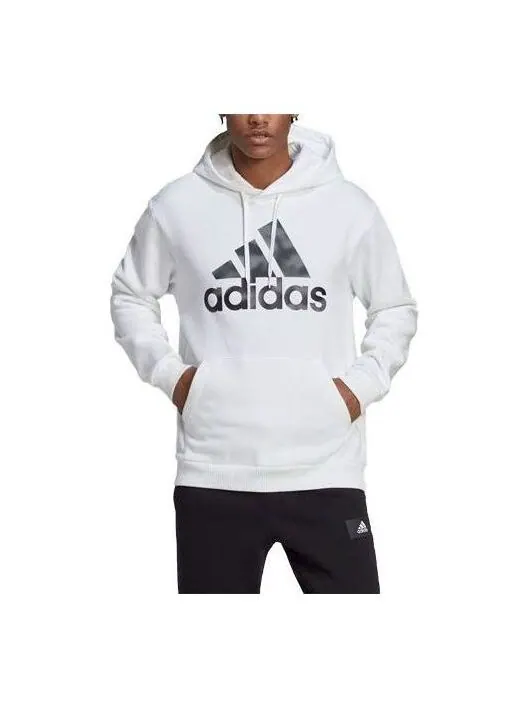 Толстовка с капюшоном из французского трикотажа с камуфляжным принтом Adidas — изображение 1 из 4, белый