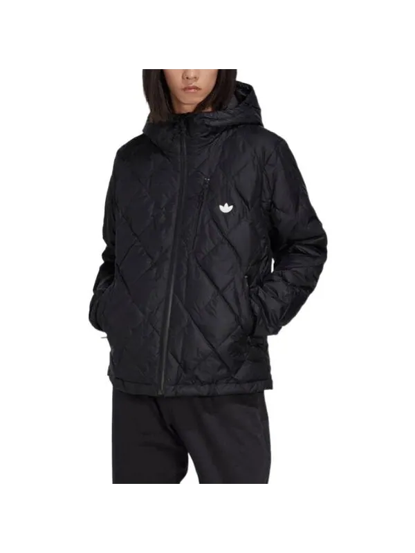 Куртка adidas Original Down Quilted Puffer Jacket 'Black' — изображение 2 из 4, черный